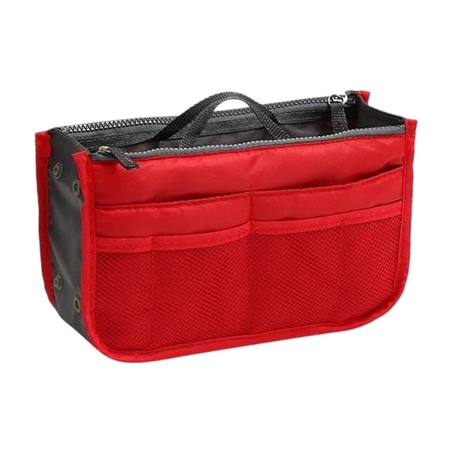 Bolsa organizadora de viaje con doble cremallera y bolsillos de malla.Bolsa multifuncional tipo bolsa dentro de otra bolsa para cosméticos,artículos de aseo y dispositivos electrónicos.Inserto de