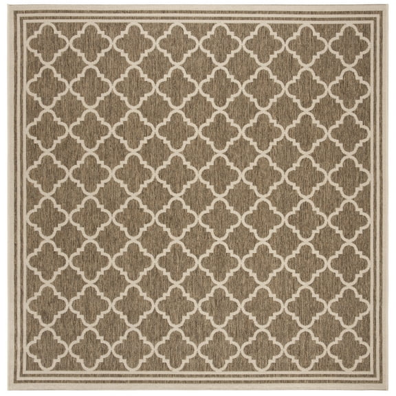 SAFAVIEH Beach House Richard Geometric Indoor/Outdoor Area Rug, Beige/Cream, 4' x 4' Square