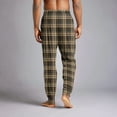 thumbnail image 5 of Domuza Men's Pajamas Pants Plaid Loose Comfy Elastic Drawstring Jogger Sleep Pants Lightweight Casual Soft Lounge Pjs Trousers with Pockets Brown L, 5 of 9