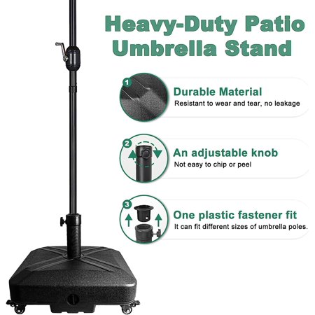 Nobrand Patio Umbrella Base, Heavy Duty Square Stainless Steel, 125lb Capacity, Black