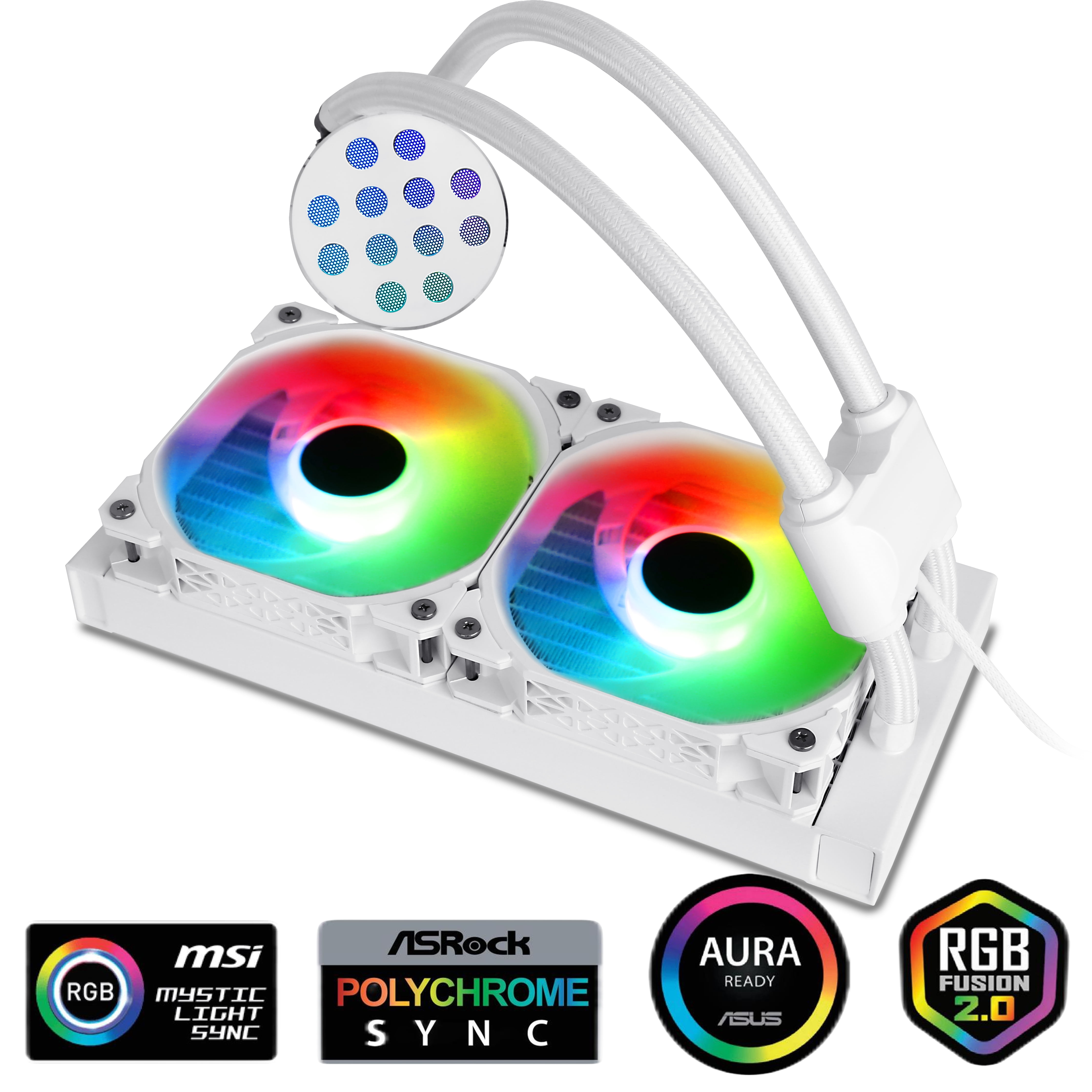 SAMA 240mm ARGB CPU Water Cooler PC Gaming Liquid Cooler Silent PWM Fans for AMD/Intel White ATX