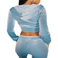 thumbnail image 4 of Women Workout Sets Velvet Long Sleeve Zip Up Crop Hoodie Drawstring Sweatpants With Pockets Tracksuit, 4 of 6