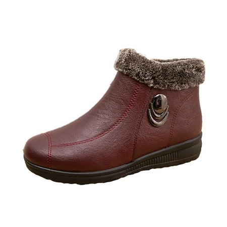 

Tepsmf Womens Winter Boots Cotton Shoes Plus Velvet Warmth Flat Ankle Boots Shoes Soft Bottom Non-slip Women s Shoes