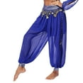 thumbnail image 2 of Ocealan Women Tribal Belly Dance Pants Chiffon Loose Harem Pants Bollywood Indian Lantern Pants Royal Blue One Size, 2 of 8