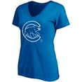 thumbnail image 2 of Women's Fanatics Royal Chicago Cubs Pinstripe Logo V-Neck T-Shirt, 2 of 3
