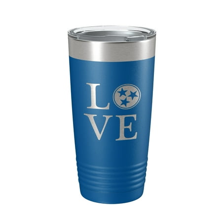 

Tennessee Tristar Tumbler Love TN Travel Mug Gift Insulated Laser Engraved Coffee Cup Symbol 20 oz Royal Blue