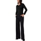 thumbnail image 2 of Camiseta ajustada de manga larga con cuello drapeado INSPIRE CHIC para mujer, suave, talla L, color negro, 2 of 6