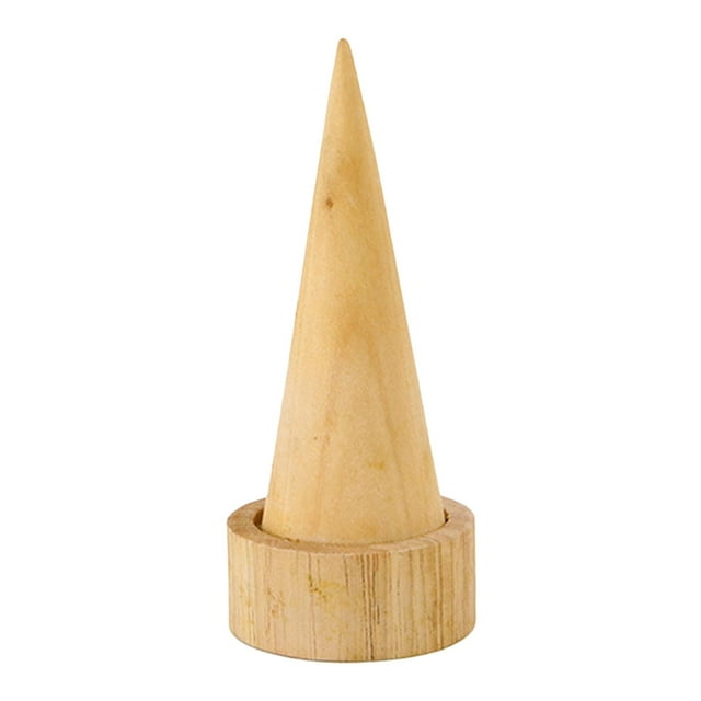 TISHITA Cone Shape Rings Holder Jewelry Organizer for Retail Shop Shows Home Wedding wood color