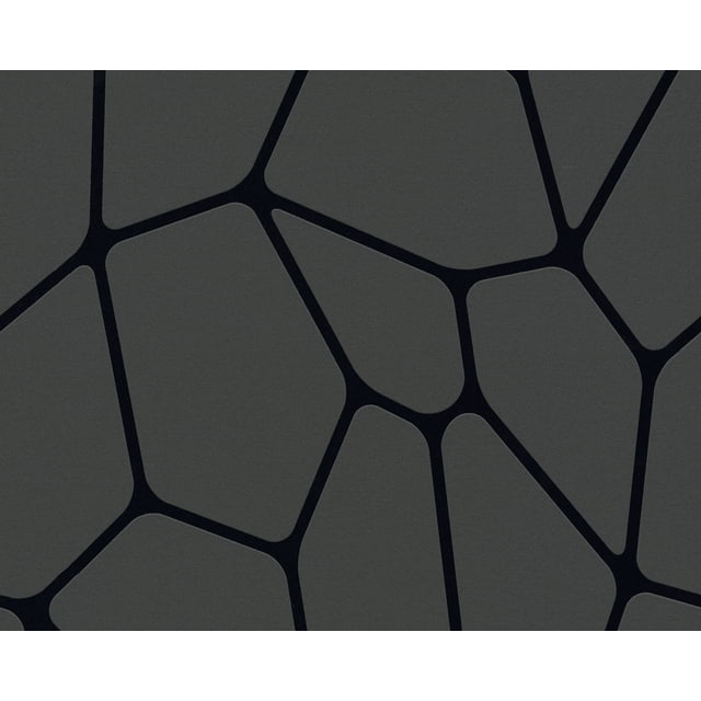 Noir et Blanc 2 - Moderne Bandes Folles Cercles Gris, Rouleau de Papier Peint Noir