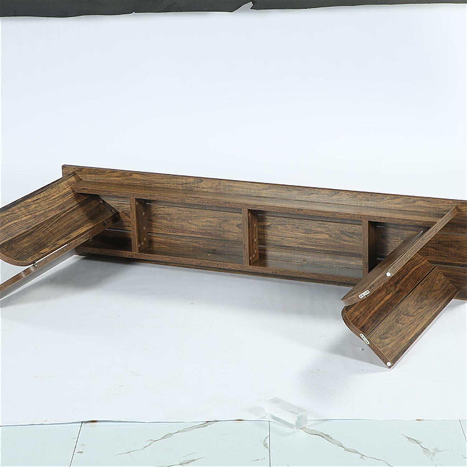 Demi Bonn 70.9" Console Table, Wood Sofa Table Hallway Table with Double Pedestal, Foyer Display Table, Brown