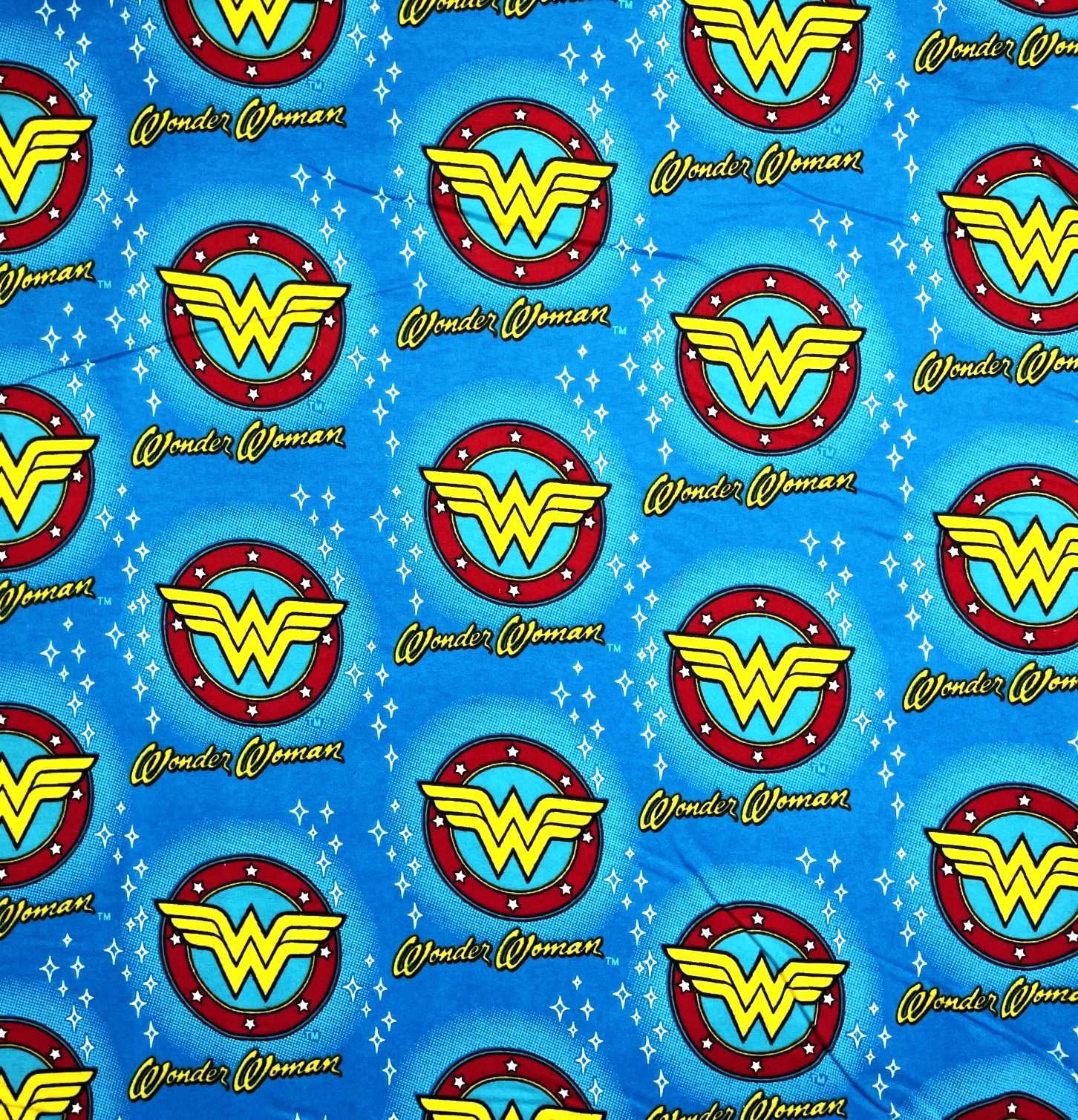 1 Yard - Wonder Woman on Blue Flannel Fabric (Great for Quilting, Sewing, Craft Projects, Quilts, Throw Pillows & More) 1 Yard X 44" Wide