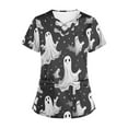thumbnail image 5 of Tops Cortos para las Mujeres, Halloween Impreso en Cuello en V con Bolsillo, Moda Casual Manga Corta, 5 of 5