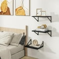 thumbnail image 2 of Deep Floating Shelves for Wall, 12 Inch Deep Floating Shelves Set of 3, 16W x 12D Wood Wall Shelves, Wide Wood Shelves with Metal Bracket for Living Room, Kitchen, Office, Bedroom - Black, 2 of 7