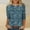 Blue, variant on CLOISE 3/4 Sleeve T Shirts for Women Plus Size Tops Crewneck Casual Pullover Print Loose Summer Blouses Purple 5XL