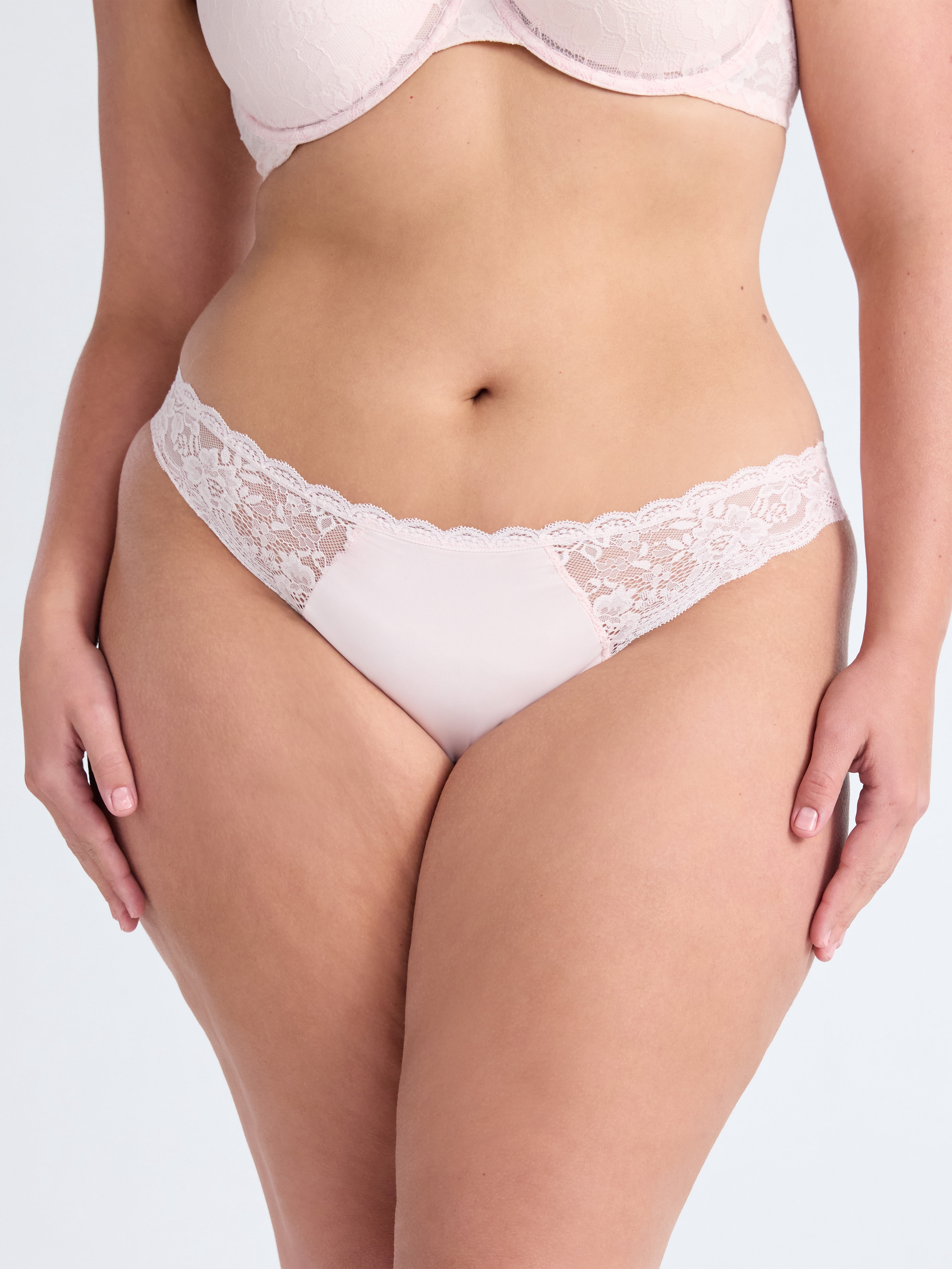 Joyspun Women's Microfiber and Lace Cheeky Panties, 3-Pack, Sizes XS-3XL
