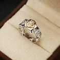 thumbnail image 2 of BNNG Silver Ring Unique Wedding and Engagement Rings for Her, Trendy Elegant Unique Cubic Zirconia Enamel Front Open Floral Leaf Easter Jewelry Gift, 2 of 5