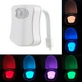 thumbnail image 1 of Luz de baño LED, luz nocturna para inodoro con sensor de movimiento, luz de baño a batería, iluminación para inodoro, 8 colores para el baño y el hogar, 1 of 8