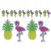 Beistle Flamingo & Pineapple Strung 9"x12' 12pc Luau Cardstock Pennant Banner