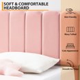 thumbnail image 4 of QinaQin Base de cama individual tapizada en terciopelo con cabecera ondulada, ideal para niñas o niños, soporte de tablillas y diseño silencioso, 4 of 7