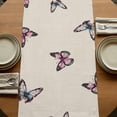 thumbnail image 5 of Table Runners 70 Inches Long Dress Scarves, Pink Blue Floral Farmhouse Coffee/Dining/Kitchen Table Decor, Holiday Table Runner, Butterflies Retro Oil Painting 13x70 Inch, 5 of 9