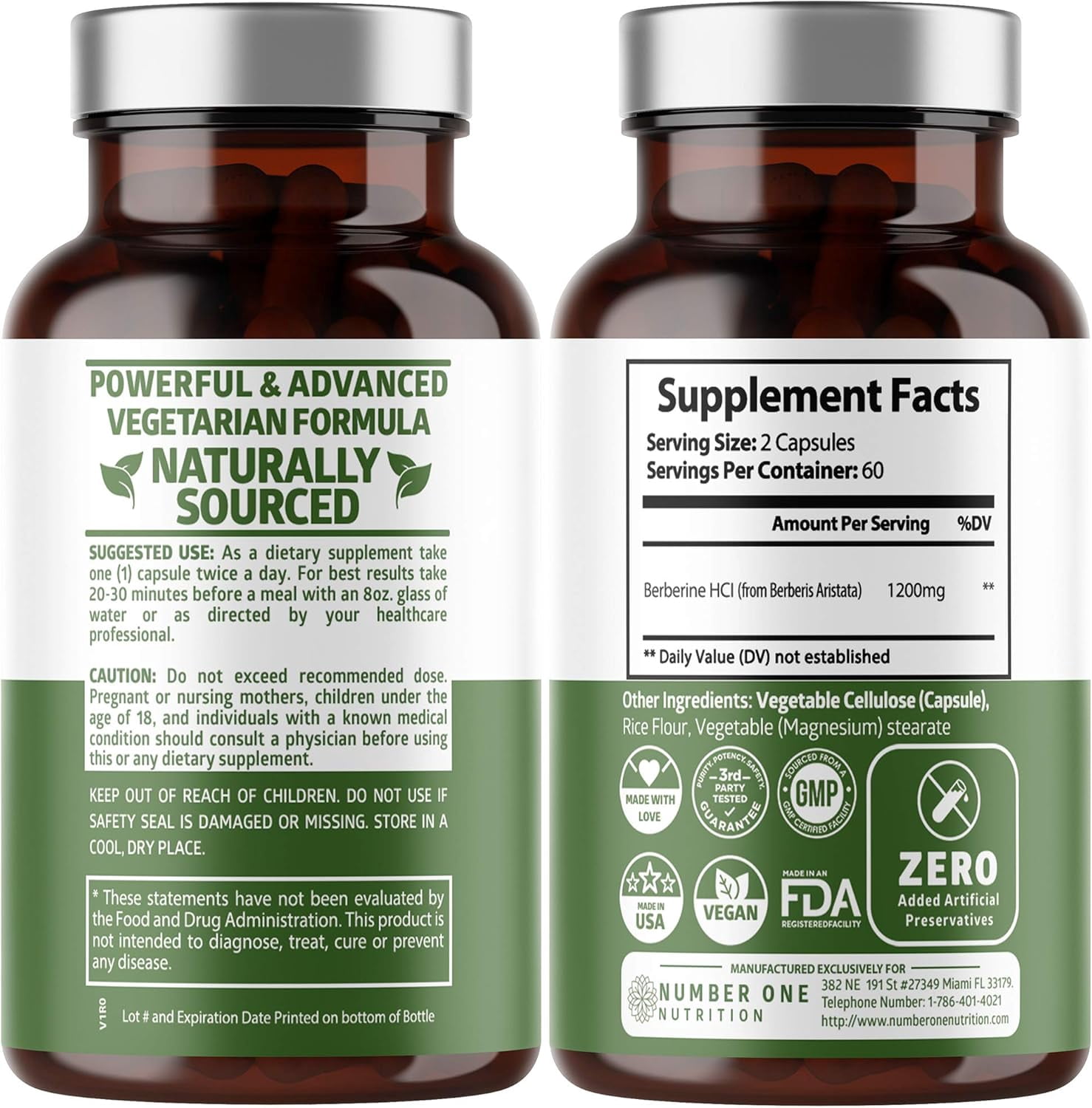 N1N Premium Berberine Plus to Support Anti-Aging, Cellular Health, Energy and Digestion, 120 Caps