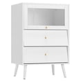 thumbnail image 1 of Buffet, Armoire d'Appoint Blanche avec Porte Coulissante en Verre, Buffet Moderne avec Rangement, 1 of 5