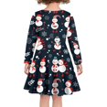thumbnail image 3 of FKELYI Cartoon Snowman Long Sleeve Dresses Size 13-14 Y Leisure Christmas Hoilday Midi Sundress Comfy A Line Swing Skater Twirl Dresses for Girls, 3 of 4