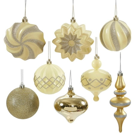 Set Of 18 Cream Champagne Gold Ball Finial And Onion Shatterproof Christmas Ornaments 3 6 Walmart Com Walmart Com