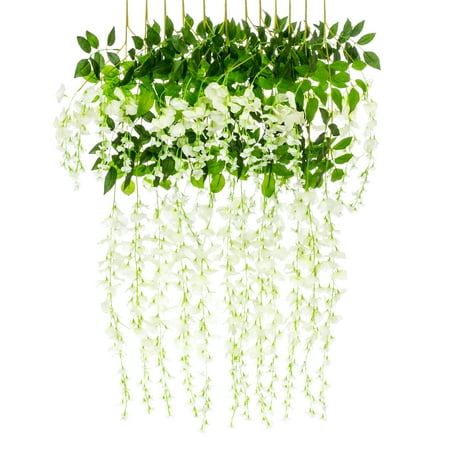 Best Choice Products 3.6ft Artificial Silk Wisteria Vine Hanging Flower Rattan Decor for Weddings and Events Home 12 Pack, (Best Quality Silk Flowers)