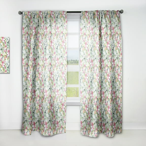 Designart 'Flowers With Green Leaves VI' Floral Curtain Panel
