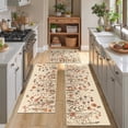 thumbnail image 2 of Findosom Floral Non-Slip Kitchen Rugs Set of 3,Washable Kitchen Mat Farmhouse Kitchen Floor Mats Runner for Home Sink Entrance Laundry Hallway,20"x32"+20"x47"+20"x59" Brown, 2 of 8