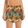 thumbnail image 2 of Vsdgher Colorful Hawaii Palms Print Women's Running Double Layer Shorts High Waisted with Pockets Elastic Yoga Workout Athletic Gym Sports, 2 of 8