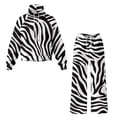 thumbnail image 5 of Yuyamidu Womens Lounge Sets 2 Piece Travel Outfits Soft Comfy Loungewear Matching Sweatsuit Black White Stripe Yoga Volleyball Workout Tracksuits Long Sleeve Sweatshirt Wide Leg Drawstring Sweatpants, 5 of 7
