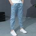 thumbnail image 2 of JUMEYU Boys School Uniform Pants Pull On Elastic Wasit Khaki Chino Dress Pant Fashion Kids Boy's Clothes 4T-12T (Dark Blue,11T 12T), 2 of 8