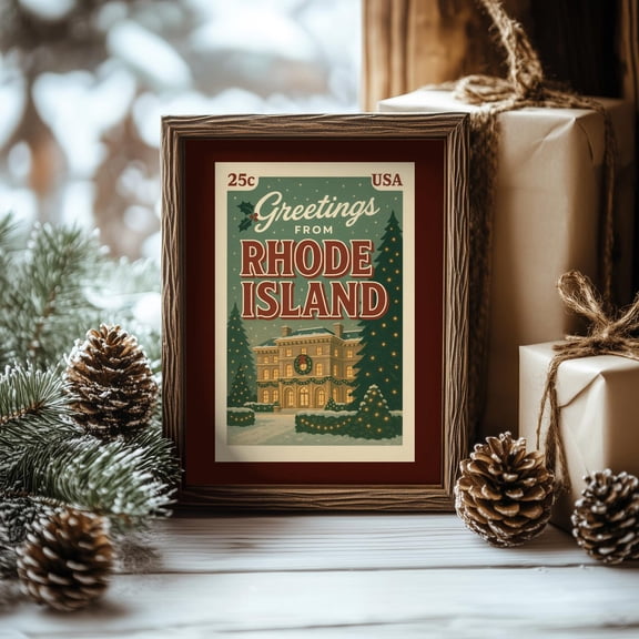 Rhode Island Postcard Wall Art Poster Retroposter Vintage Style State Poster Mid Century Decor, Unframed Poster Size 16x24