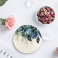 thumbnail image 3 of Coasters Compatible With Drinks With Cork Base,peacock Feather Teal Coasters, 3 of 4