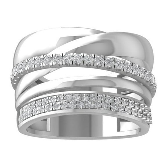 ARAIYA FINE JEWELRY 10K White Gold Lab Grown Diamond Wedding Band Ring (1/2 cttw, D-F Color, VS Clarity) Size 7.5