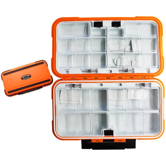 Large Orange ABS Waterproof Fishing Tackle Storage Case with Shock-Absorbing Inner Box, Silicone Sealing Strips, Transparent Bounce-Open Lids for Organized Lure & Accessory Storage - Ideal for, & All