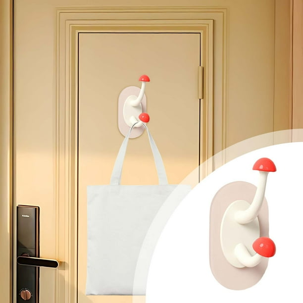 Gancho de bombeo de cabeza sin orificios Pegatina sin rastro para dormitorio baño puerta de cocina, 9x5cm, 1 paquete