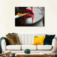 thumbnail image 5 of Shadudu Fashion Canvas Prints Woman Smoking Wall Art with Burning Money Dollars Black and White Paintings Abstract for Bar Art Toilet Bathroom Walls Decor Ready to Hang 36x24in, 5 of 7