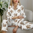thumbnail image 5 of JUNZAN Retro Squirrel Print Womens Pajama Sets,Long Sleeve Button Down for Women Pjs 2 piece, 5 of 7