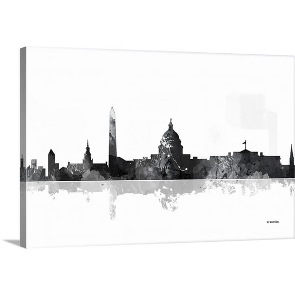 Great BIG Canvas Marlene Watson Premium Thick-Wrap Canvas entitled Washington DC Skyline BW I