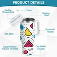 thumbnail image 2 of Yayeee 40oz Stainless Steel Tumbler with Straw and Handle Double-Wall Insulated Travel Water Bottle, Red Retro Pattern, 2 of 8