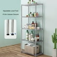 thumbnail image 3 of 5 Tier Wire Shelving Unit, Height Adjustable Wire Shelves with 250 LBS Capacity Per Shelf, Metal Storage Rack Organizer for Laundry, Kitchen, Bathroom, Pantry, Closet (18"D x 21.5"W x 71"H, Chrome), 3 of 9
