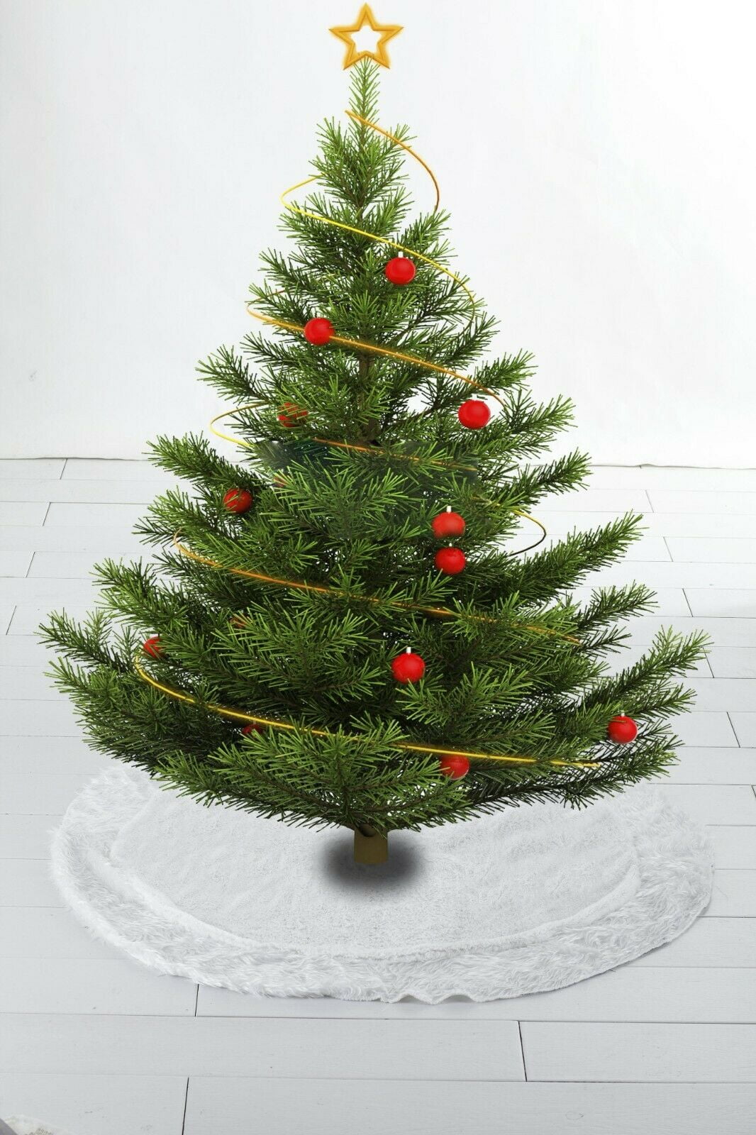 Christmas Tree Skirt with Fur Holiday Decorations Kashi Home Red White Silver - Picture 8 of 8