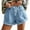 Blue, variant on Yubnlvae High Waist Denim Shorts for Women - Summer Wide Leg Rolled Jean Shorts (Casual Outfits, Side Pockets) Black L