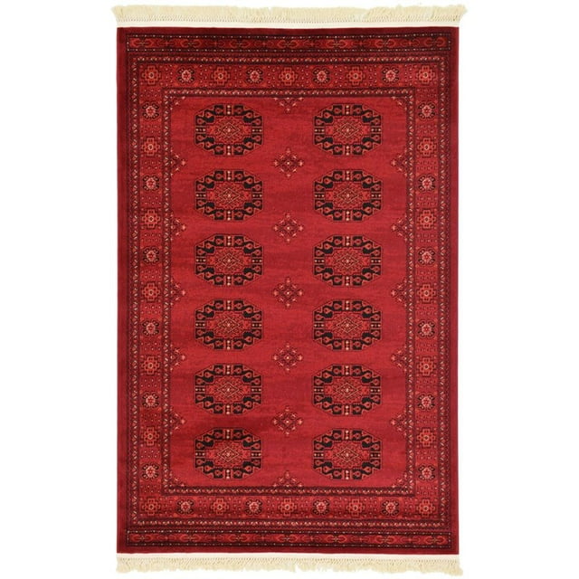 Unique Loom Tekke Tapis Zone Torkaman sur-Teint 4' x 6' Rectangle Rouge/noir