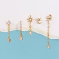 thumbnail image 3 of Conjunto de cinco piezas de aretes de estrella y luna con elementos de moda para hombre, 3 of 4