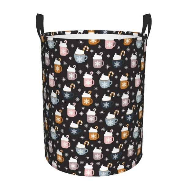 Fotbe Snowflake Cream Hot Cocoa Cesto de Ropa con Asas, Cesto Impermeable de Gran Capacidad, Bolsa de Lavado para Dormitorio, Cesto de Ropa con Ruedas y Asas-Medium