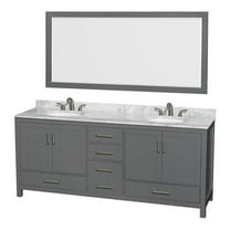 Wyndham Collection Sheffield 80" Wood Double Bathroom Vanity in White/Dark Gray